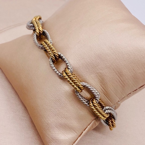 EUC Silver & Gold Plated Double Link Bracelet - Picture 7 of 16